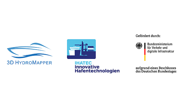 Logos: 3D HydroMapper, IHATEC, gefördert durch das Bundesministerium für Verkehr und digitale Infrastruktur