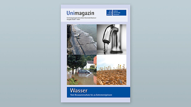Titelseite des Unimagazins "Wasser – Vom Ressourcenschutz bis zu Extremereignissen"